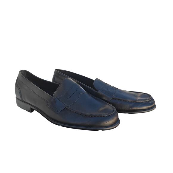 Rockport Black Leather Penny Loafers Mens 9.5 Comfort Dress Slip On Shoes